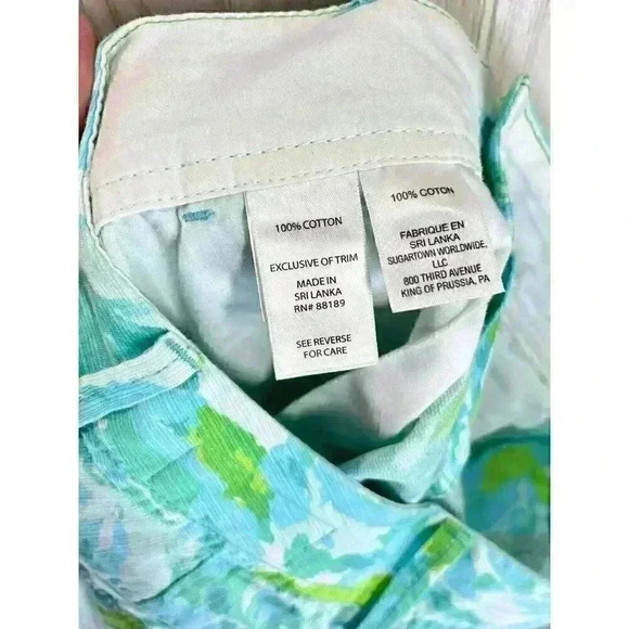 Lilly Pulitzer Shorts Size 00 Blue The Callahan Floral Cotton Chino Rose Print - Picture 6 of 10